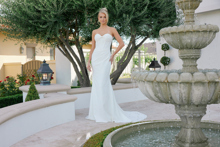 Nox Anabel JE1081 Sweetheart Scarf Overlay Strapless Gown