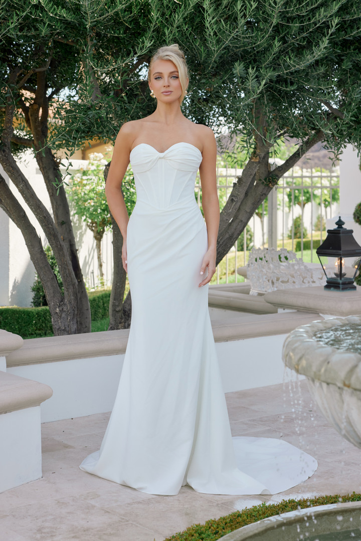 Nox Anabel JE1081 Sweetheart Scarf Overlay Strapless Gown