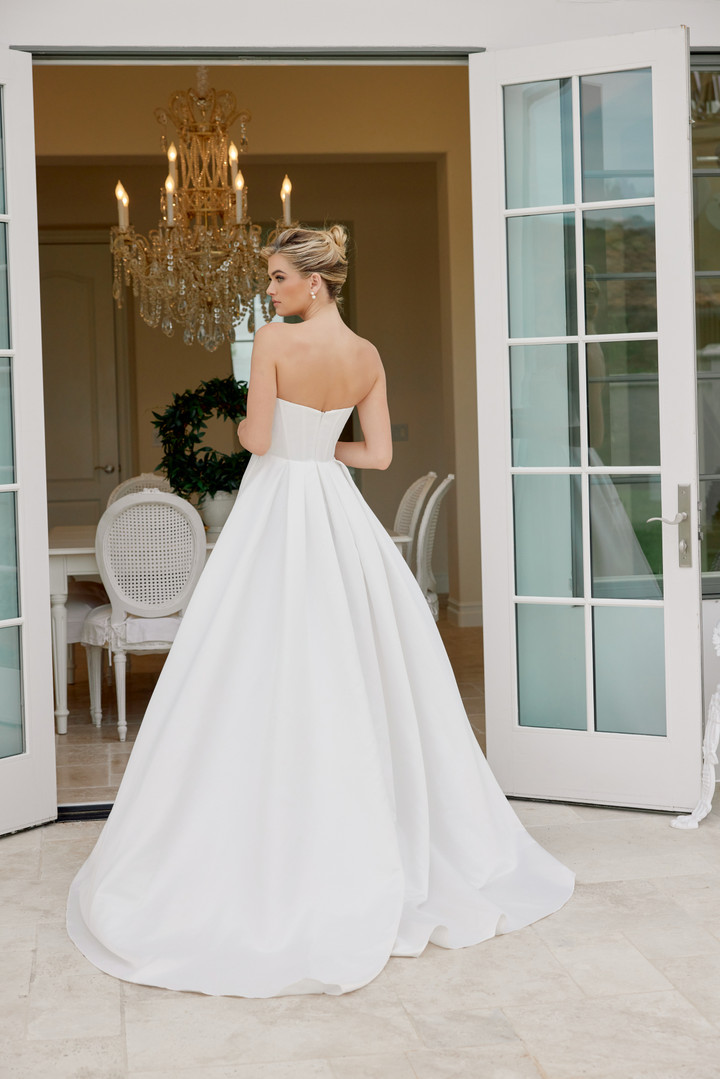 Nox Anabel JE1082 Satin Scoop Neck Strapless Wedding Gown