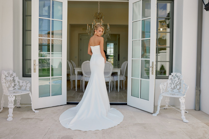 Nox Anabel JE1084 Stretch Satin Strapless Wedding Gown