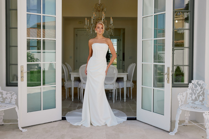 Nox Anabel JE1084 Stretch Satin Strapless Wedding Gown