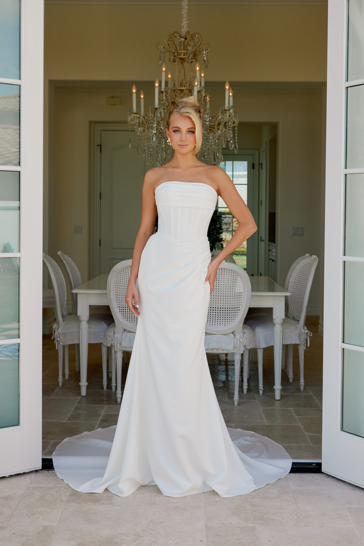 Nox Anabel JE1084 Stretch Satin Strapless Wedding Gown