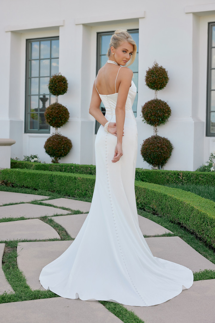 Nox Anabel JW1047 Stretch Satin Cowl Neckline Wedding Gown