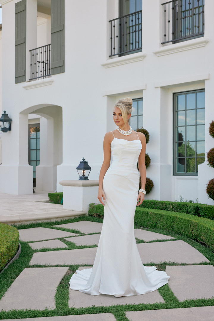 Nox Anabel JW1047 Stretch Satin Cowl Neckline Wedding Gown