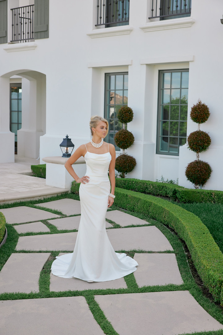 Nox Anabel JW1047 Stretch Satin Cowl Neckline Wedding Gown