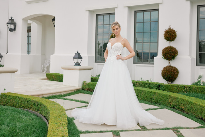 Nox Anabel JE1059 Organza Thin Spaghetti Straps Long Gown