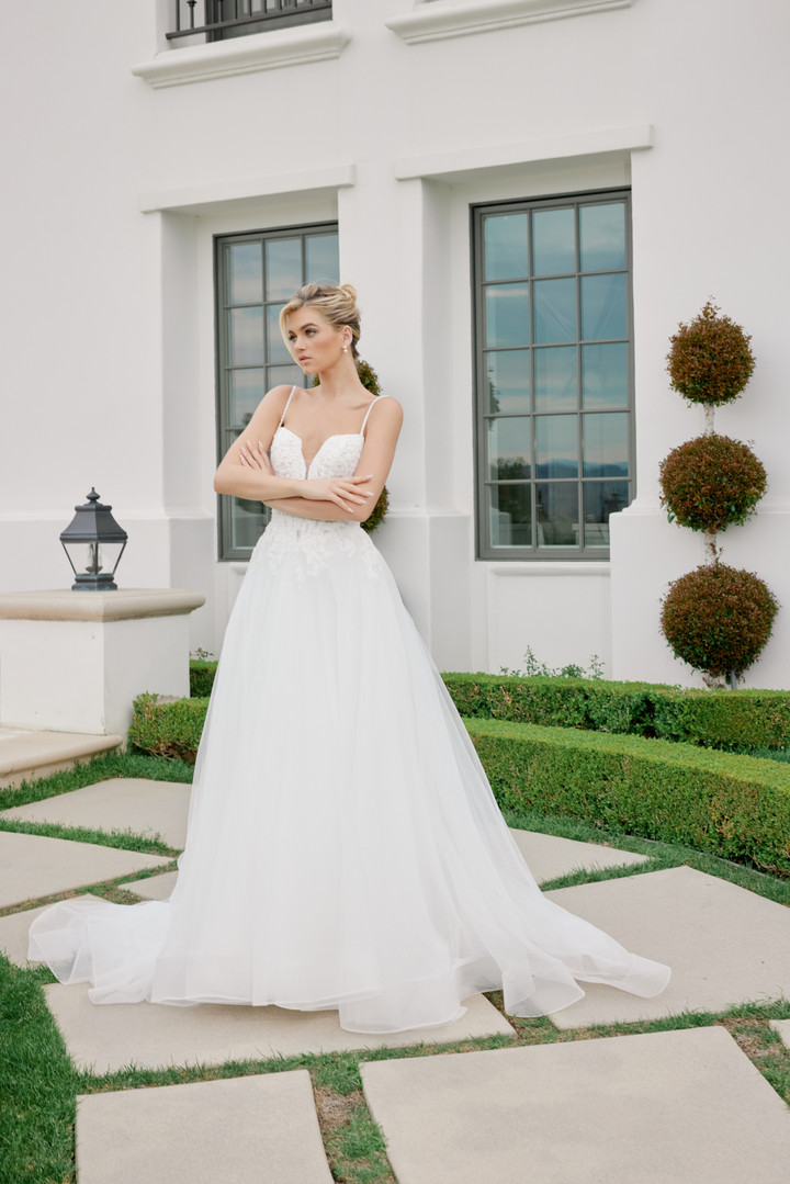 Nox Anabel JE1059 Organza Thin Spaghetti Straps Long Gown