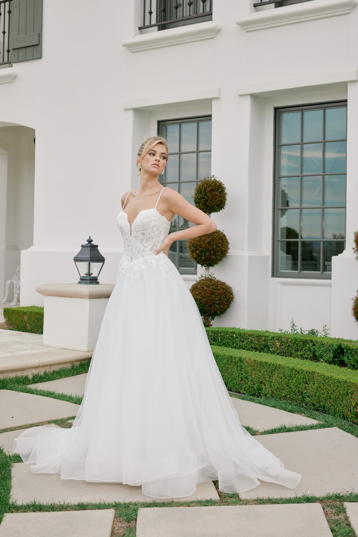 Nox Anabel JE1059 Organza Thin Spaghetti Straps Long Gown