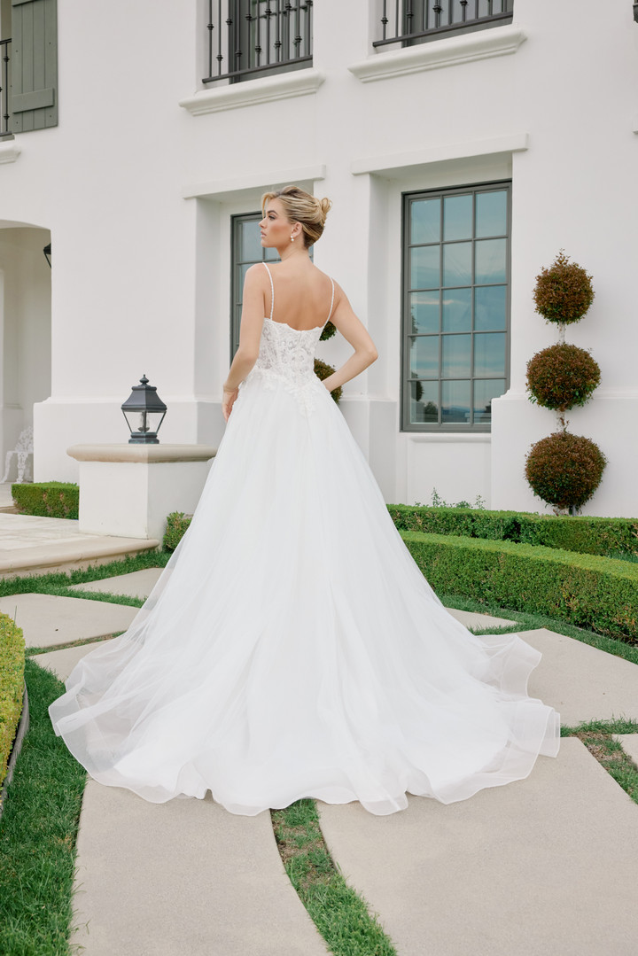 Nox Anabel JE1059 Organza Thin Spaghetti Straps Long Gown