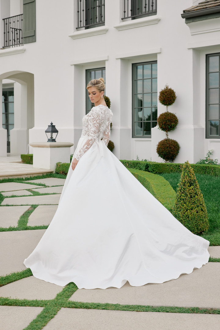 Nox Anabel JE1078 Illusion Long Sleeve Deep V-Neck Gown