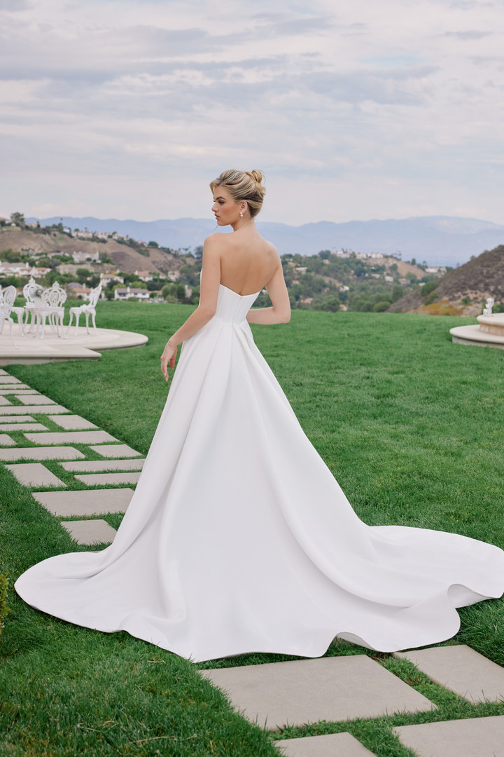 Nox Anabel JW1045 Satin Straight Neck Strapless Wedding Gown