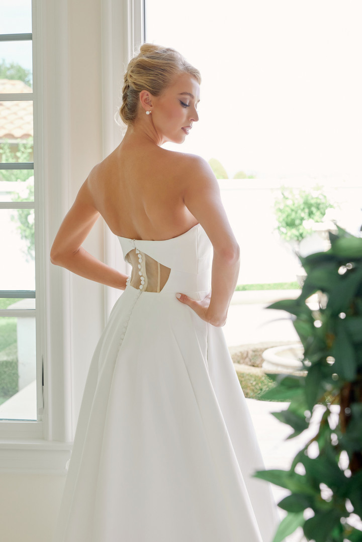 Nox Anabel JW1053 Satin Crossover Neckline Strapless Gown