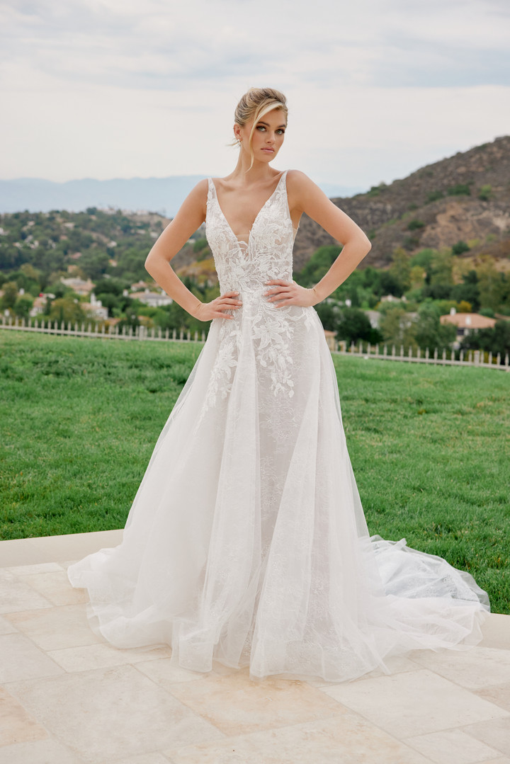 Nox Anabel JE1060L Tulle Sequined Lace Sleeveless Long Gown