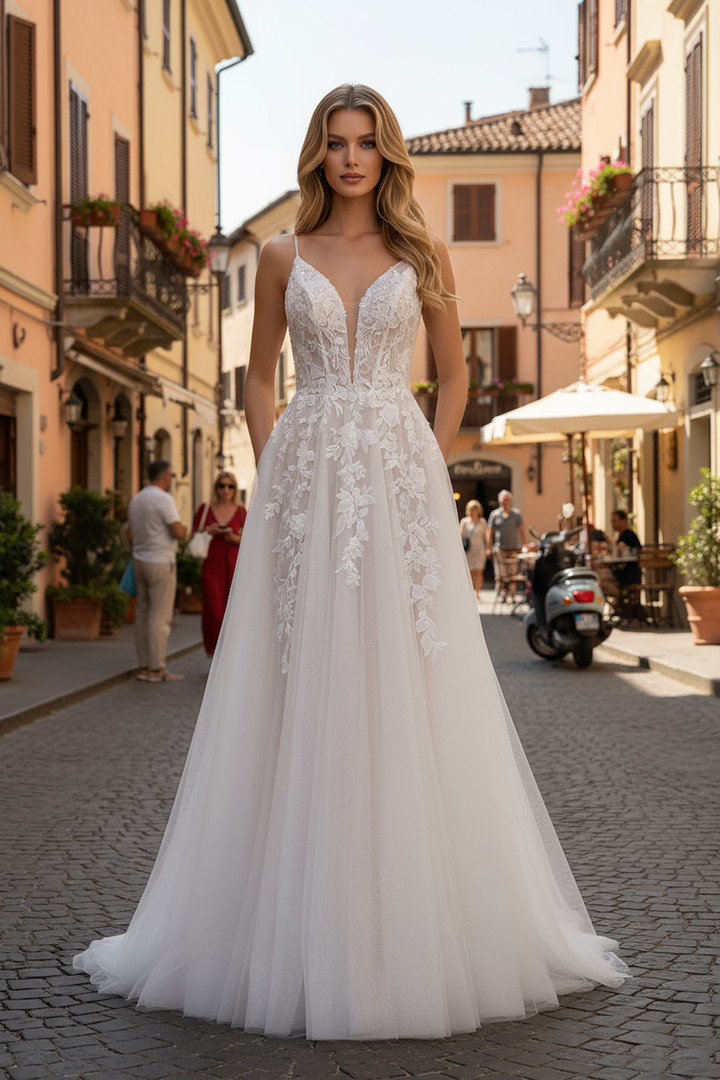 Nox Anabel JE1072L Lace Embellishment Spaghetti Straps Gown