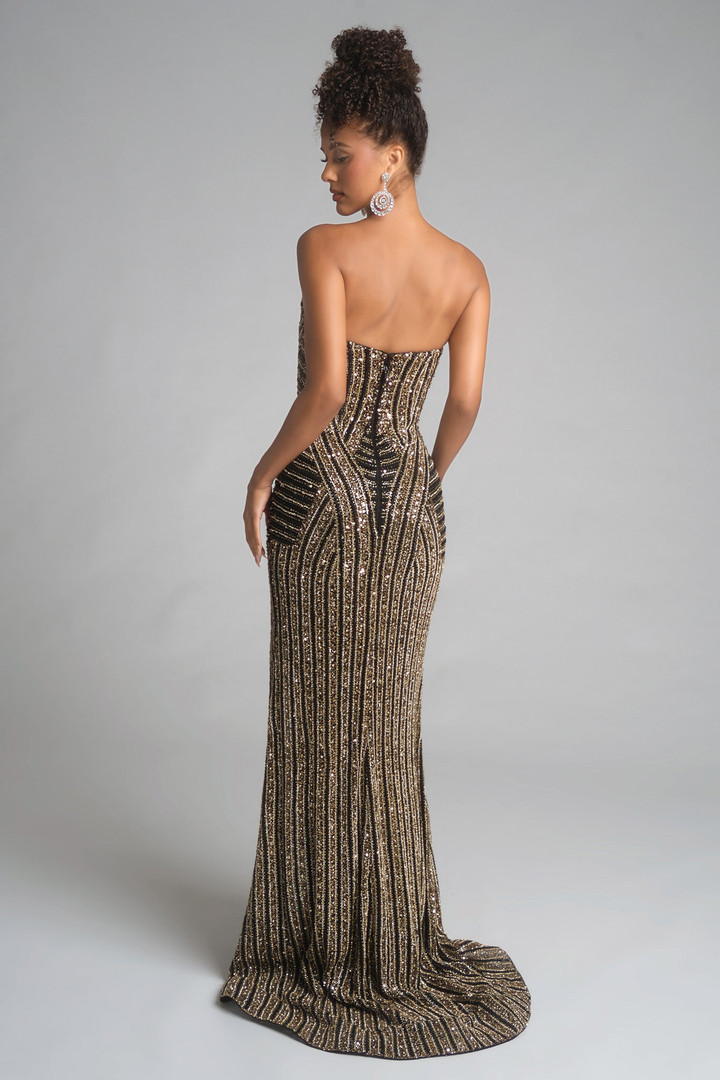 Portia and Scarlett PS25464C Beaded V-Neck Strapless Dress