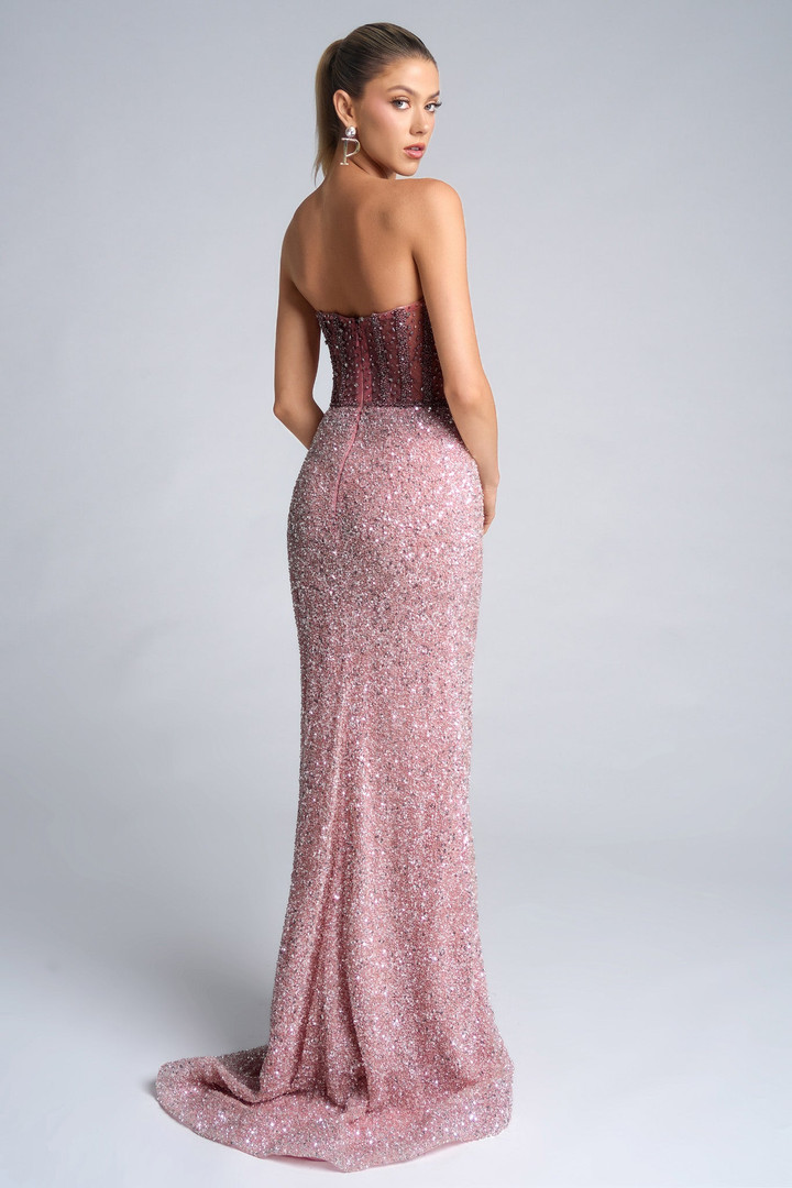 Portia and Scarlett PS25990C Beaded Strapless Corset Dress