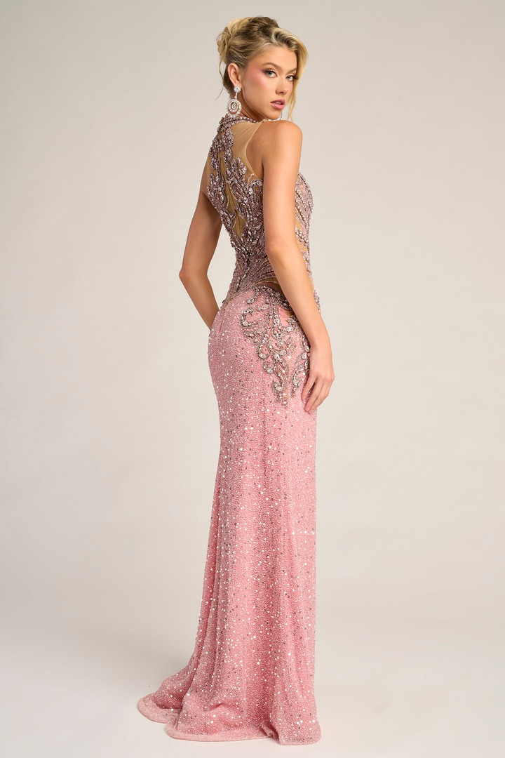 Portia and Scarlett PS26436C Beaded Halter Neck Long Dress