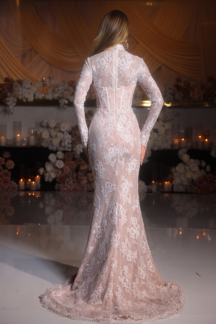 Portia and Scarlett PS25857E Lace Long Sleeve Corset Dress