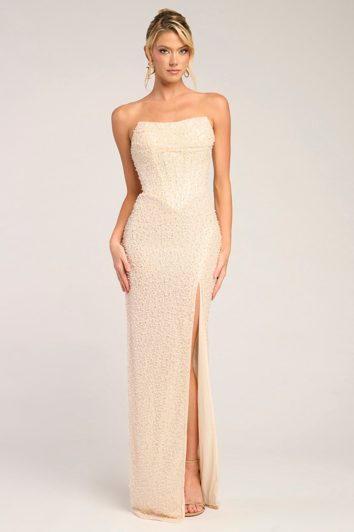 Portia and Scarlett PS26309E Beaded Strapless Ruched Dress