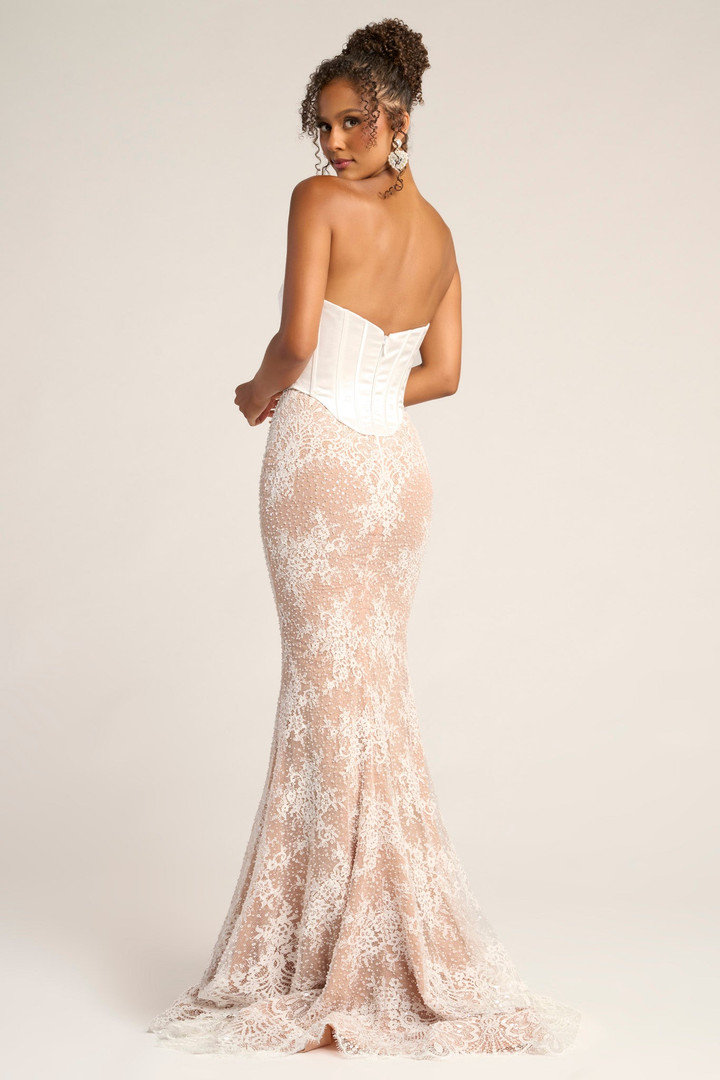 Portia and Scarlett PS26328E Lace Overskirt Strapless Dress
