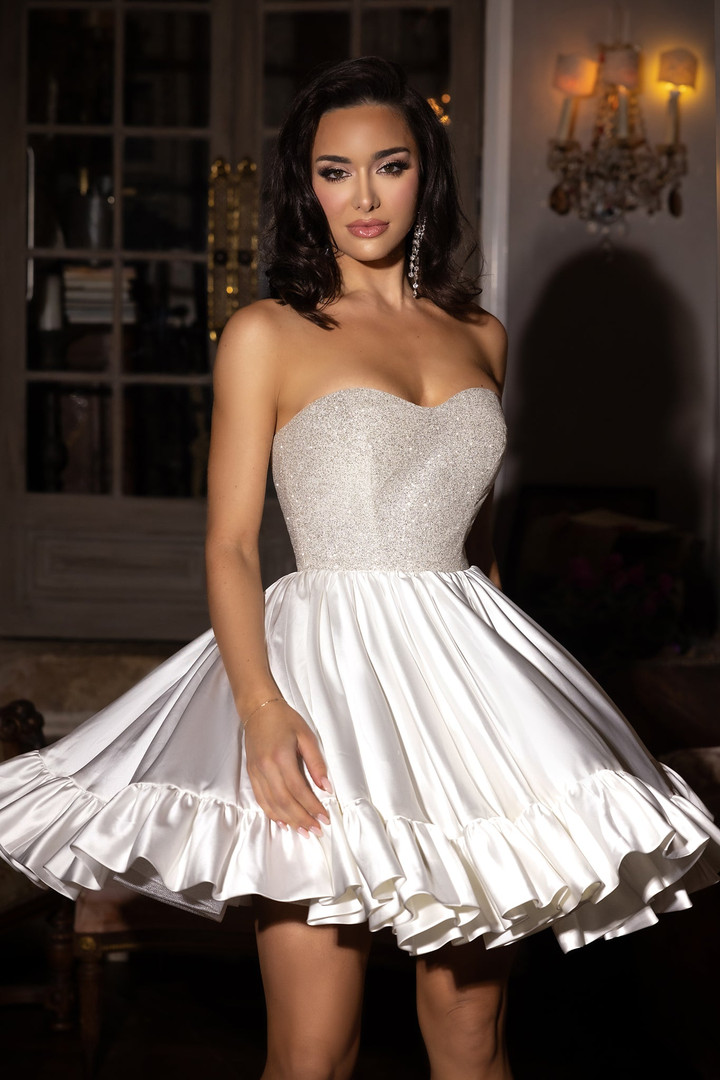 Portia and Scarlett PS24418 Satin Strapless Short Dress