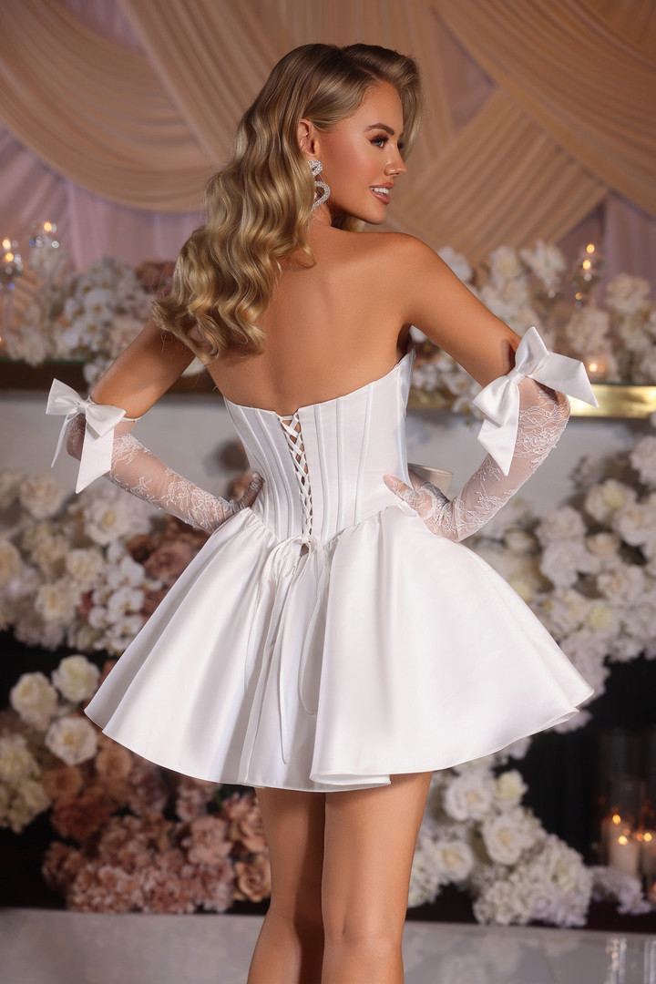 Portia and Scarlett PS25568 Satin Strapless Short Dress