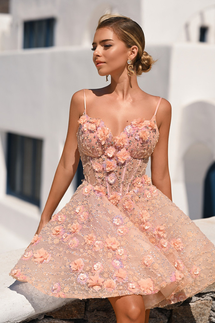 Portia and Scarlett PS25703 Tulle Embroidery Short Dress