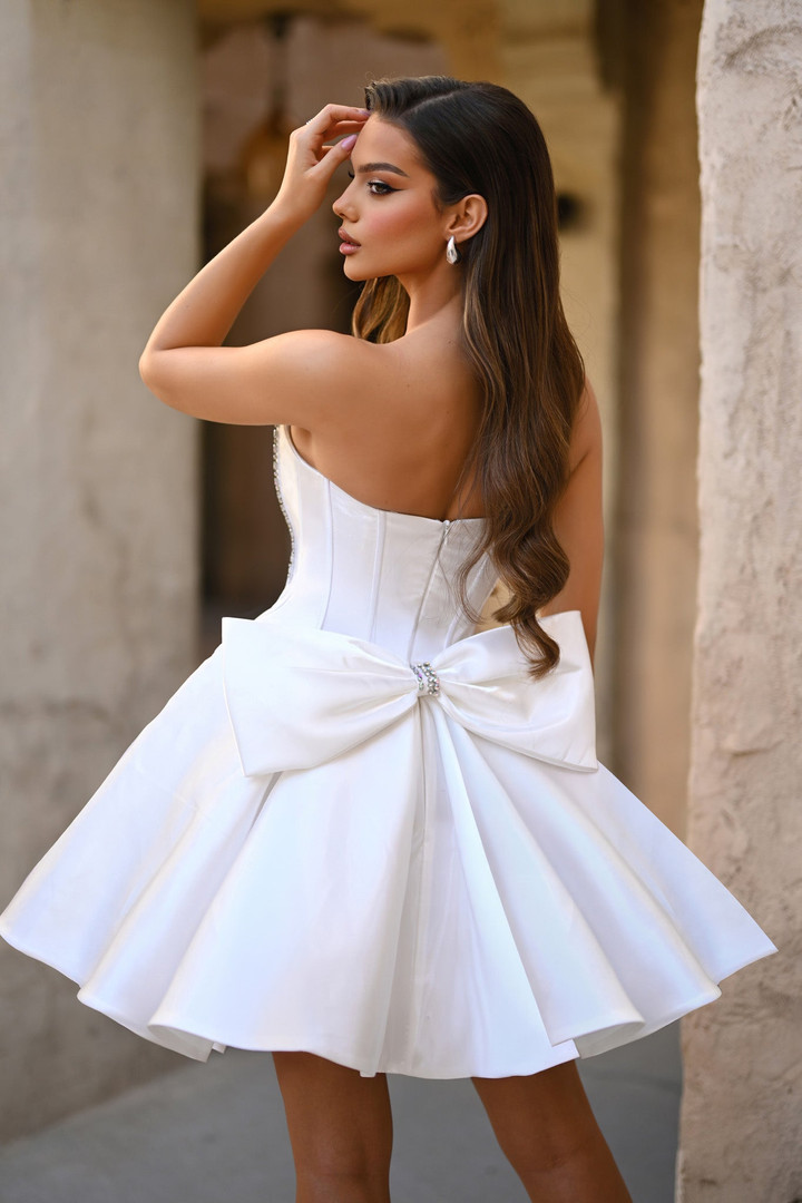 Portia and Scarlett PS25706 Satin Strapless Short Dress