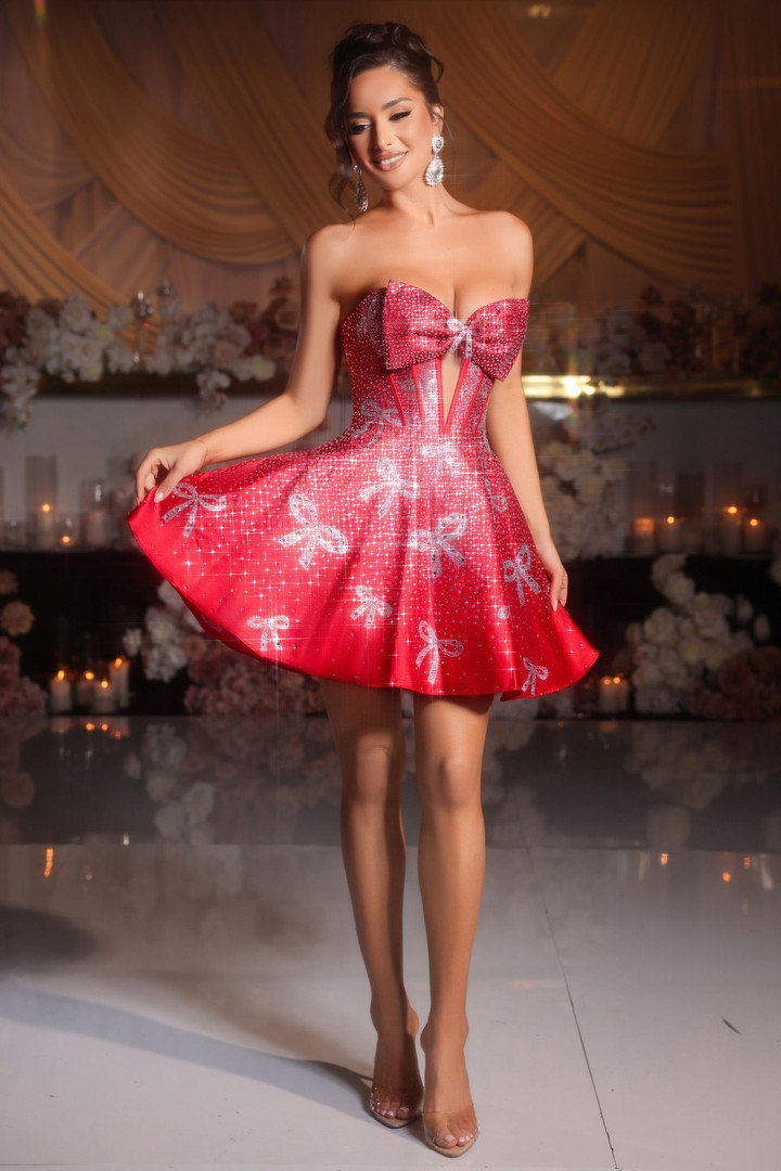 Portia and Scarlett PS25785 Satin Strapless Short Dress