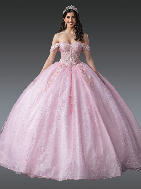 Dancing Queen 1980 Floral Off-Shoulder Quinceanera Dress