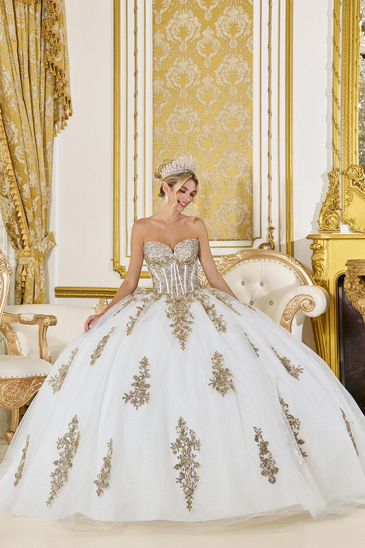 Dancing Queen 5085 Embroidery Strapless Quinceanera Dress