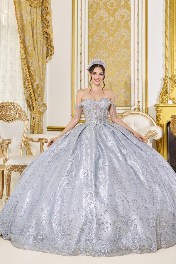 Dancing Queen 5107 Beaded Off-Shoulder Quinceanera Gown