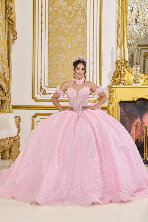Dancing Queen 5115 Tulle Sleeve Sweetheart Quinceanera Dress