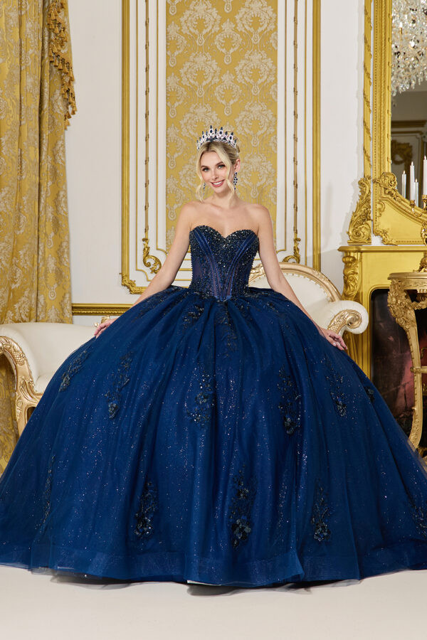 Dancing Queen 5144 Glitter Sweetheart Neck Strapless Gown