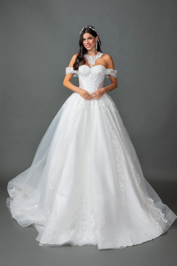 Dancing Queen 0324 Lace Off-Shoulder Sweetheart Ball Gown