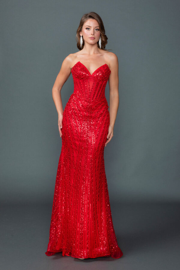 Dancing Queen 4606 Sequined Sweetheart Strapless Prom Dress