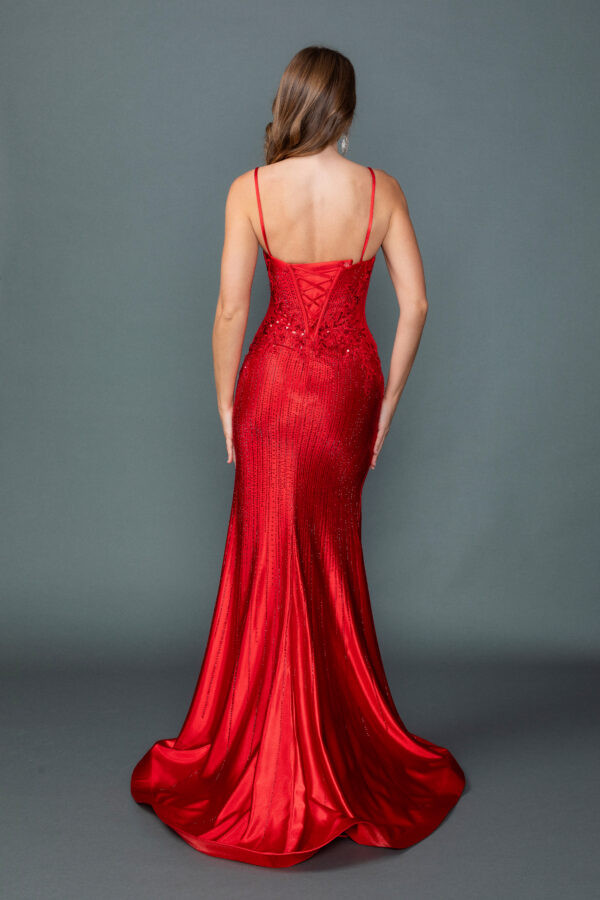 Dancing Queen 4605 Beaded Spaghetti Strap Corset Prom Dress