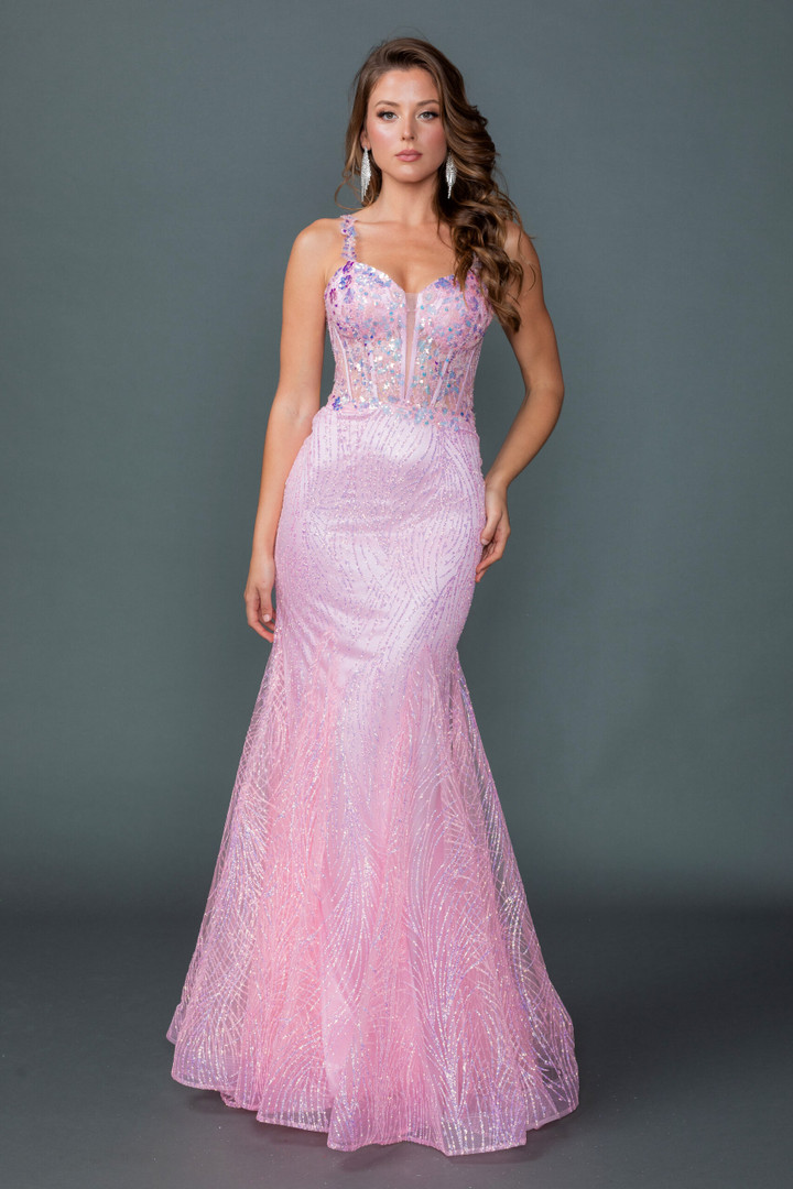 Dancing Queen 4609 Glitter Embroidery Sweetheart Prom Dress