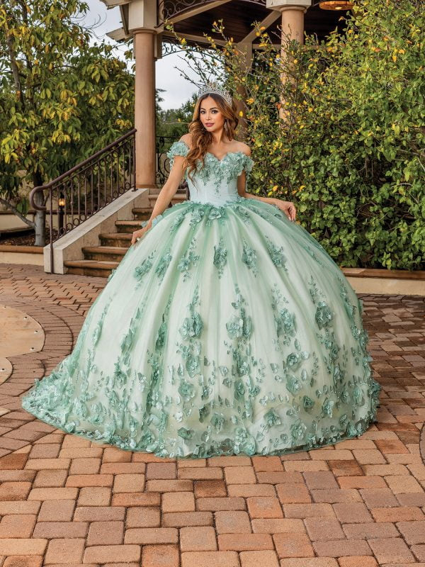 Dancing Queen 1818 Floral Off Shoulder Quinceanera Ballgown