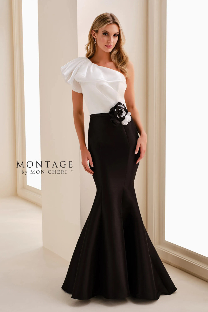 Montage by Mon Cheri M4206 Mikado Organza One-Shoulder Gown