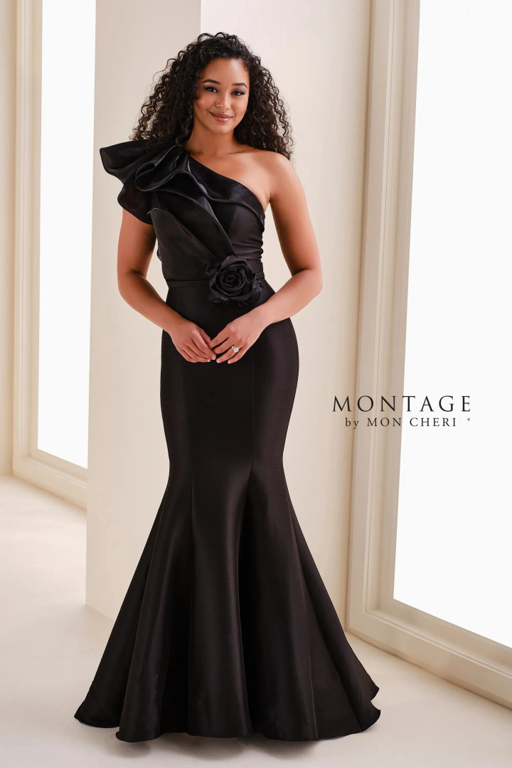 Montage by Mon Cheri M4206 Mikado Organza One-Shoulder Gown