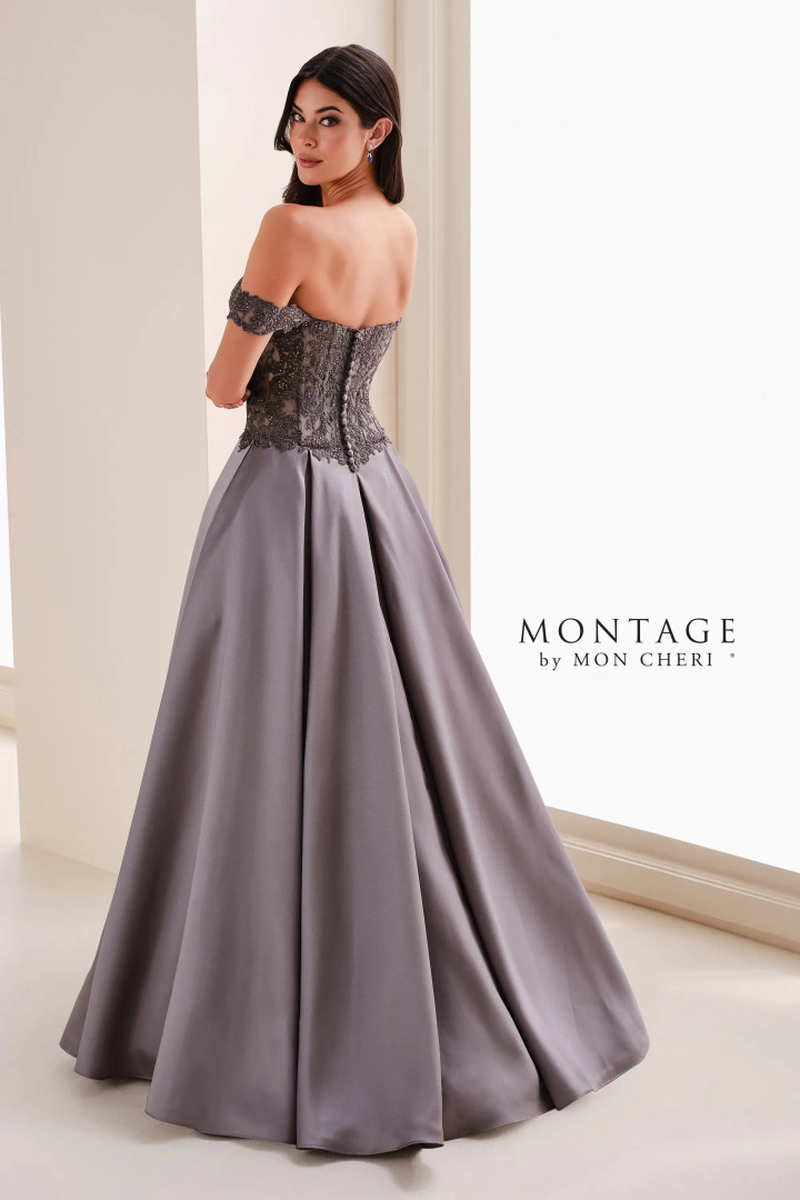 Montage by Mon Cheri M4211 Satin Faced Mikado A-Line Gown
