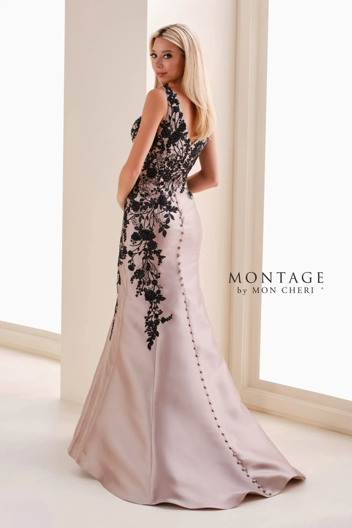Montage by Mon Cheri M4212 Lace Mikado Sweetheart Neck Gown