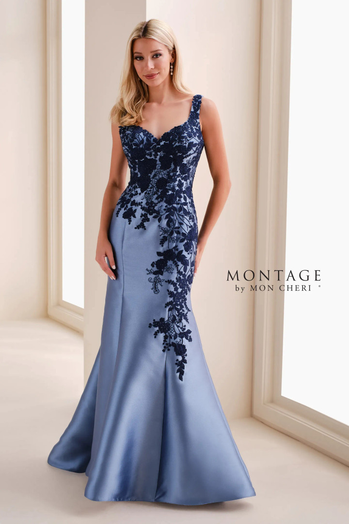 Montage by Mon Cheri M4212 Lace Mikado Sweetheart Neck Gown