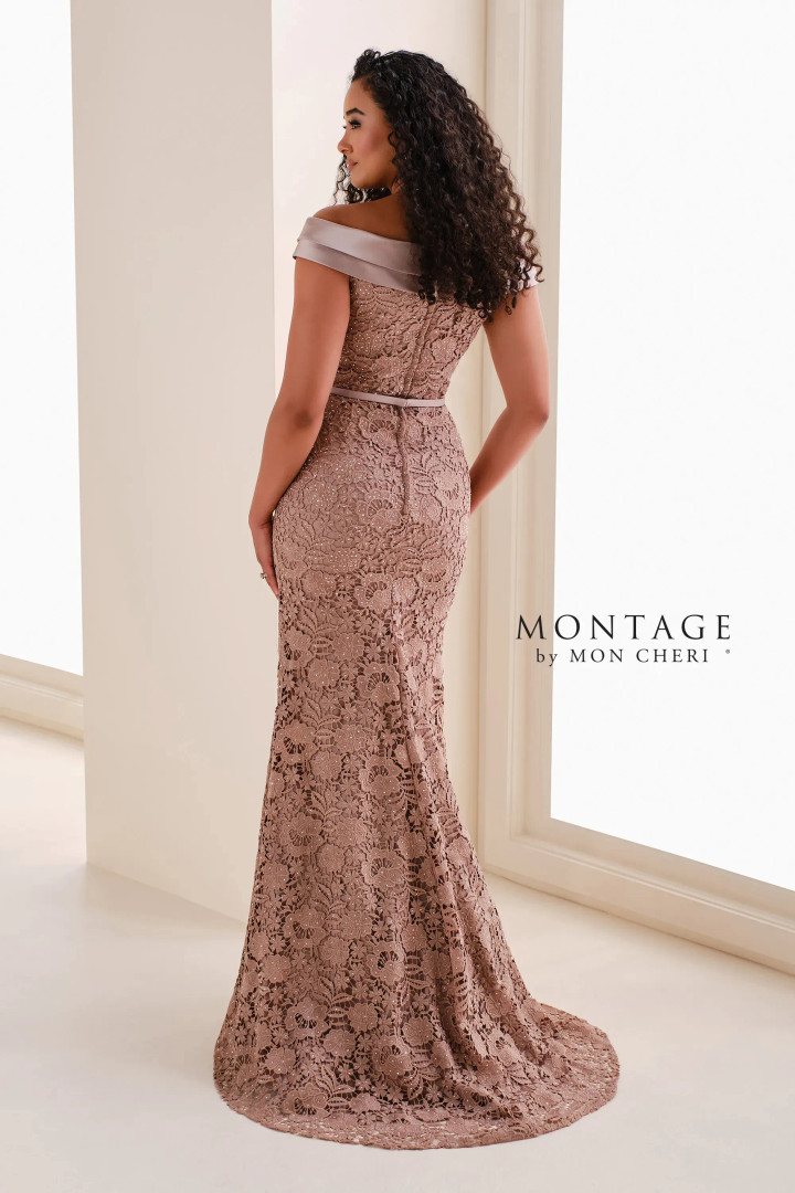 Montage by Mon Cheri M4213 Venise Lace Mikado V-Neck Gown