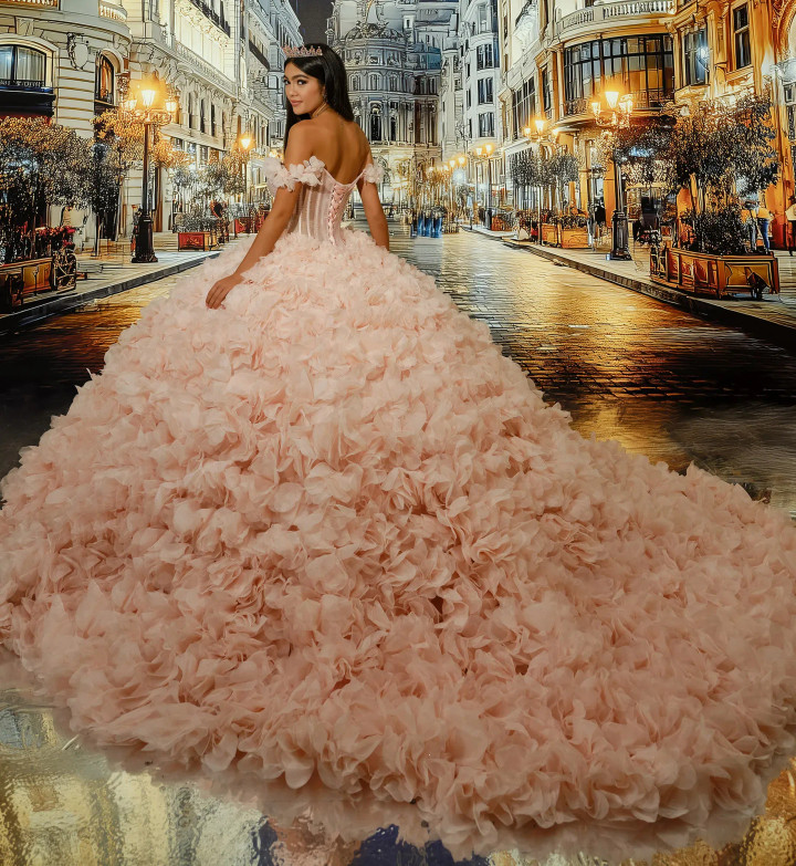 Princesa by Ariana Vara PR30232 Organza 3D Floral Ball Gown