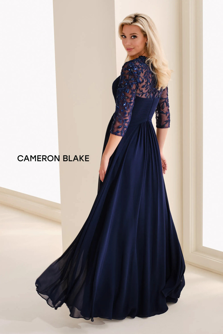 Cameron Blake by Mon Cheri CB824 Chiffon Quarter Sleeve Gown