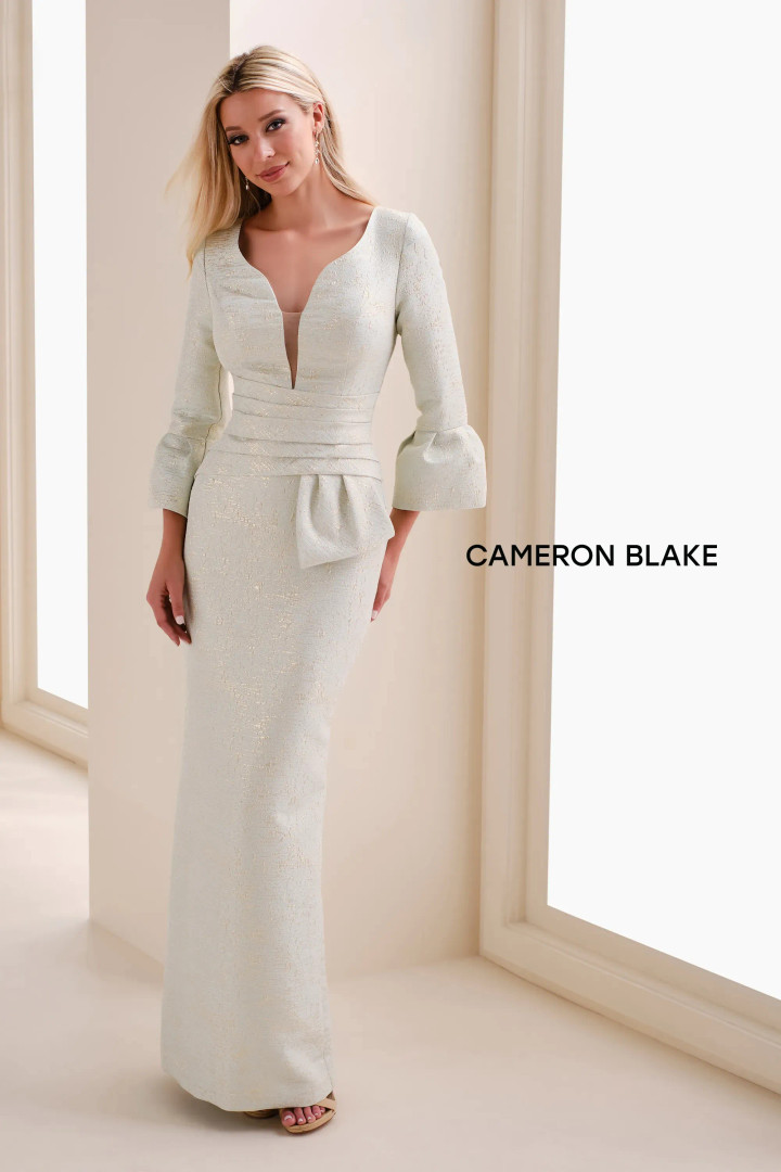 Cameron Blake by Mon Cheri CB827 Brocade Quarter Sleeve Gown