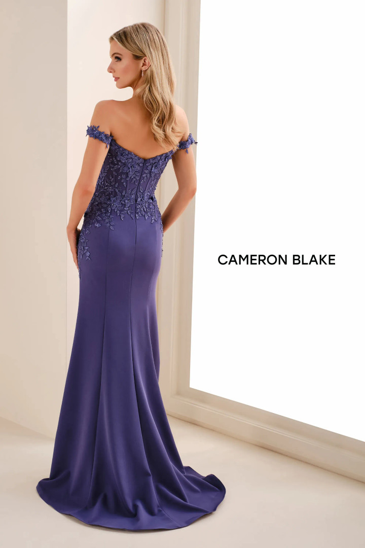 Cameron Blake by Mon Cheri CB834 Crepe Off-Shoulder Gown