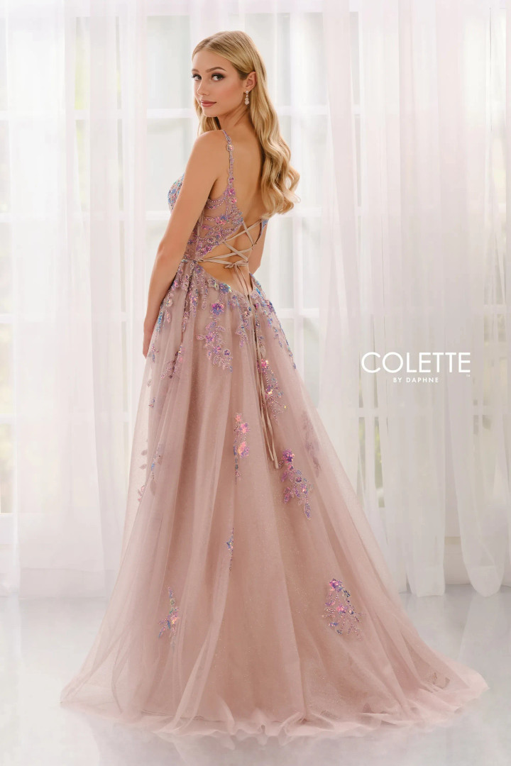 Colette by Daphne CL6001 Glitter Tulle Sleeveless Prom Dress